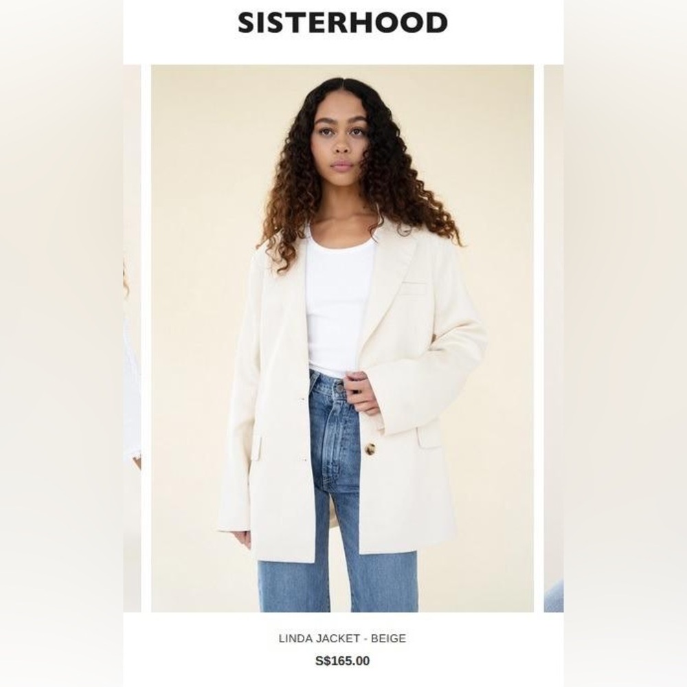 NWT Sisterhood Beige/Cream Linda Jacket Blazer